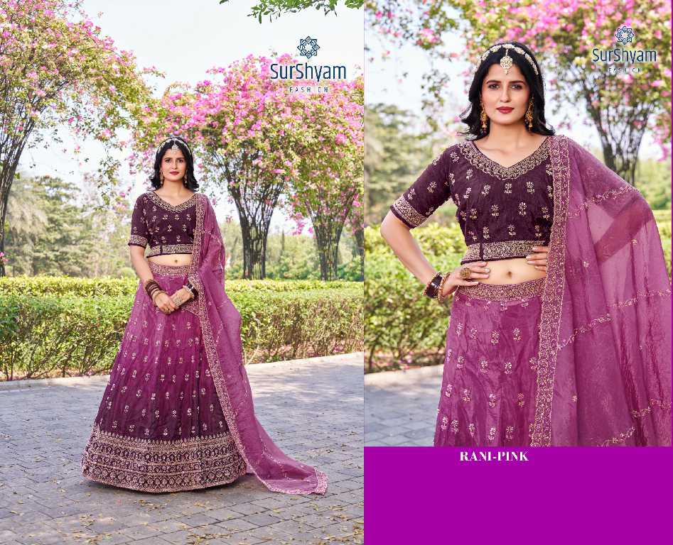 Surshyam Bhavnagar Wholesale Gold Crush Silk With Beats Work Lehengas