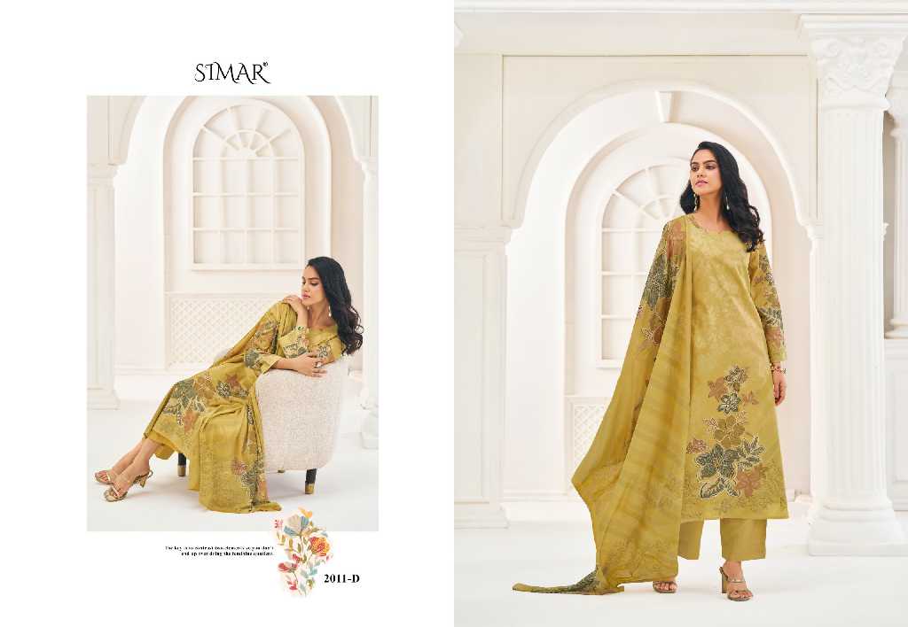 Glossy Simar Hunar Wholesale Pure Lawn Cotton With Handwork Salwar Suits
