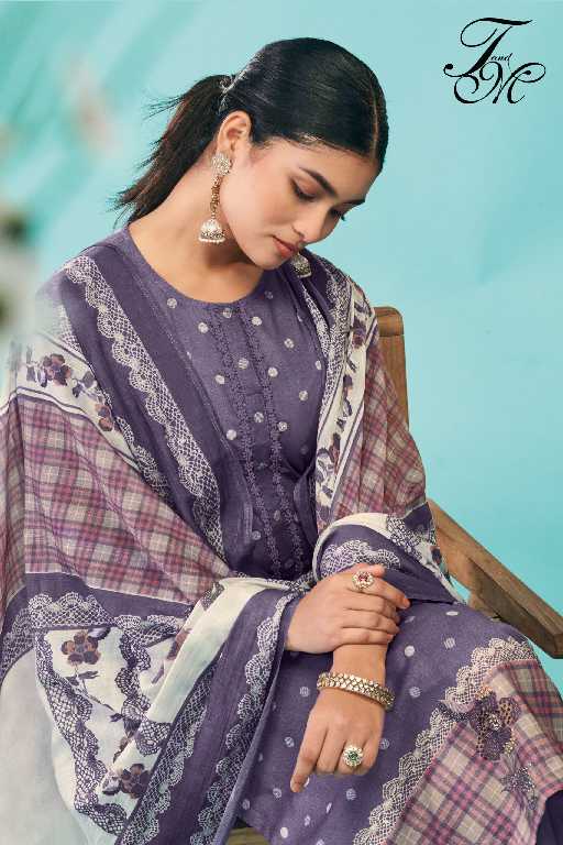 T And M Amrit Wholesale Pure Cotton Lawn With Hand Work Salwar Suits