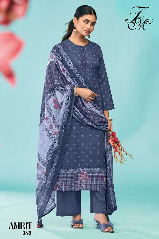 T And M Amrit Wholesale Pure Cotton Lawn With Hand Work Salwar Suits