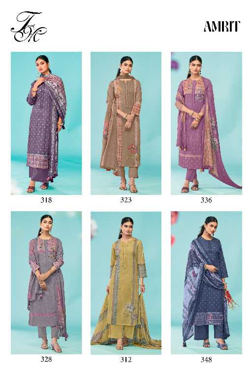 T And M Amrit Wholesale Pure Cotton Lawn With Hand Work Salwar Suits