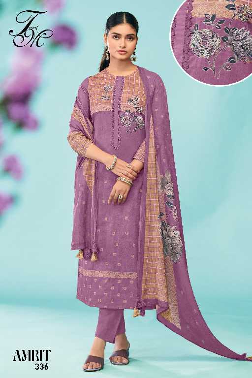 T And M Amrit Wholesale Pure Cotton Lawn With Hand Work Salwar Suits