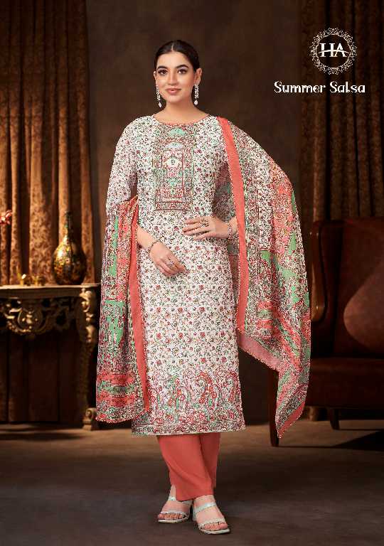 Harshit Summer Salsa Wholesale Pure Cambric With Diamond Work Dress Material
