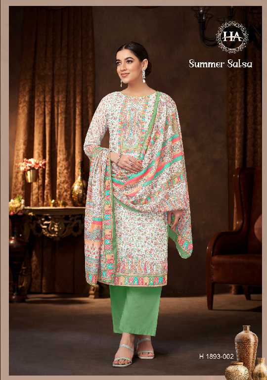 Harshit Summer Salsa Wholesale Pure Cambric With Diamond Work Dress Material