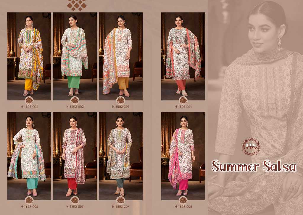 Harshit Summer Salsa Wholesale Pure Cambric With Diamond Work Dress Material