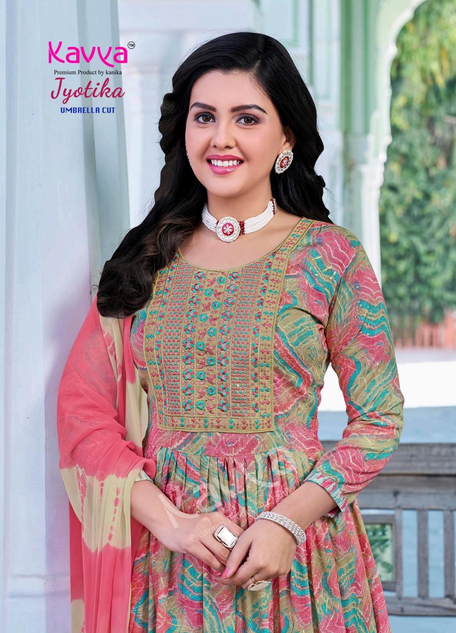 KAVYA JYOTIKA VOL 15 UMBRELLA CUT FOIL PRINT READYMADE SALWAR SUIT