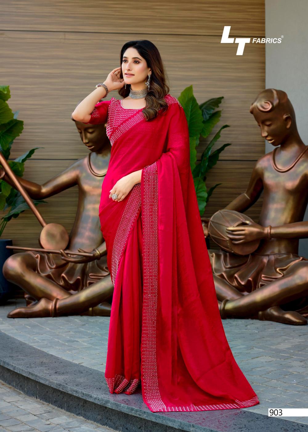 LT Fabrics signature vol 9 elegant style malai silk saree supplier