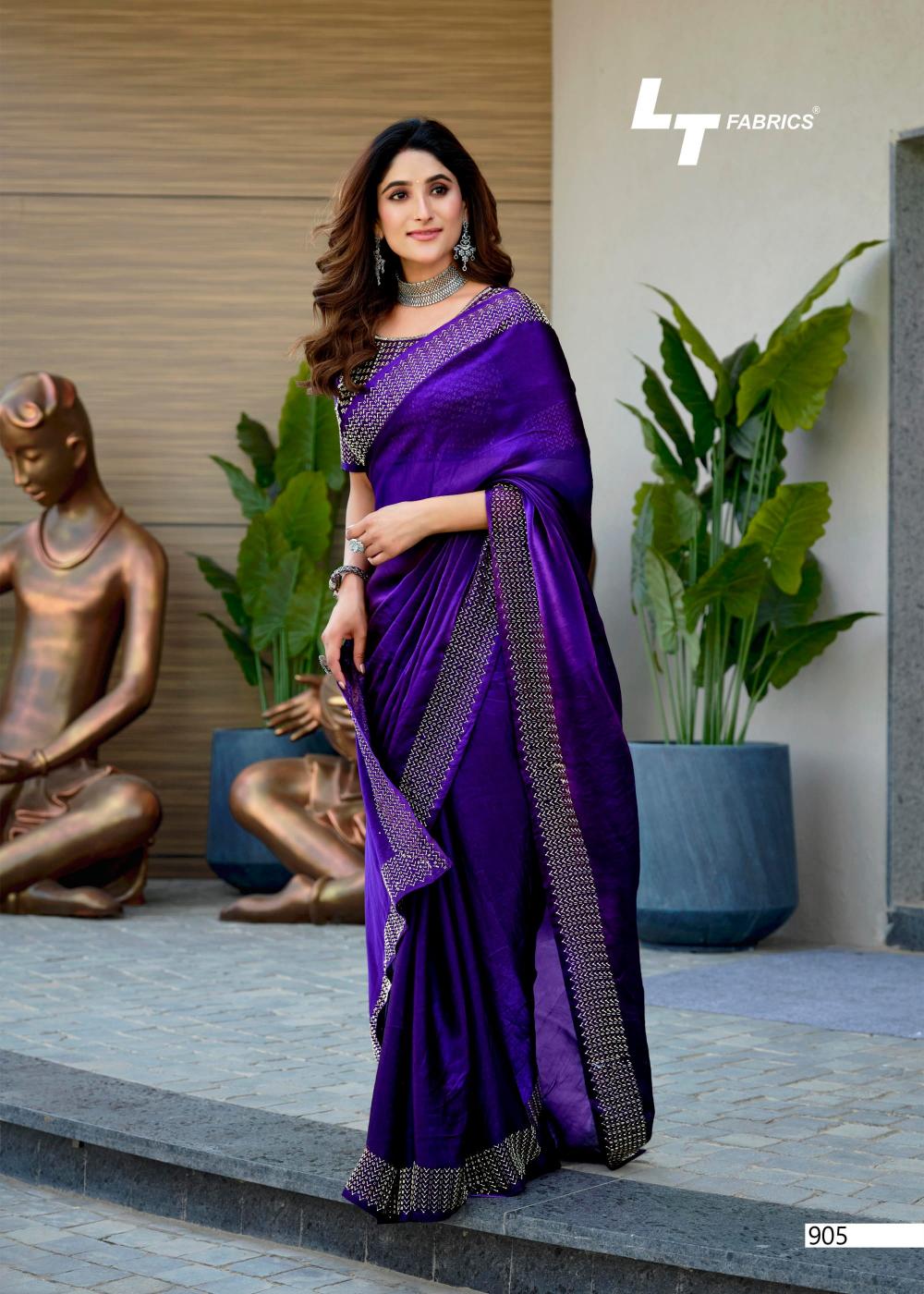 LT Fabrics signature vol 9 elegant style malai silk saree supplier