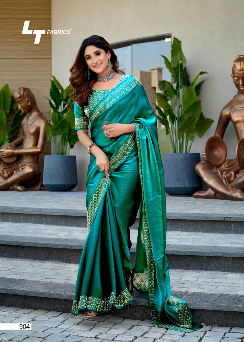 LT Fabrics signature vol 9 elegant style malai silk saree supplier