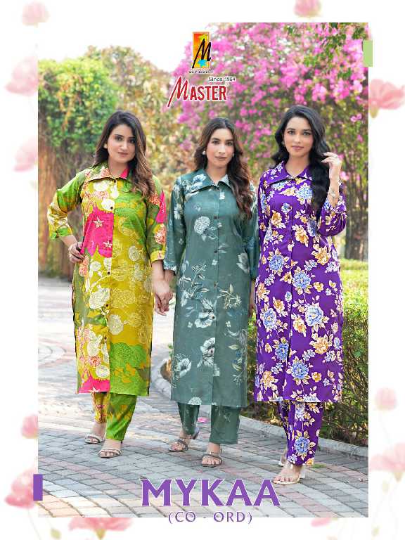 master mykaa chanderi roman print stylish look full stitch co-ord set