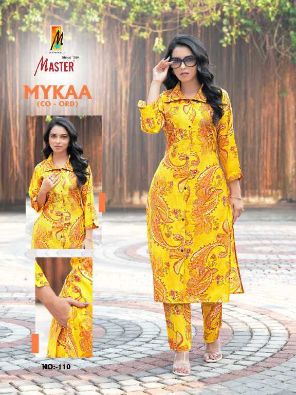 master mykaa chanderi roman print stylish look full stitch co-ord set