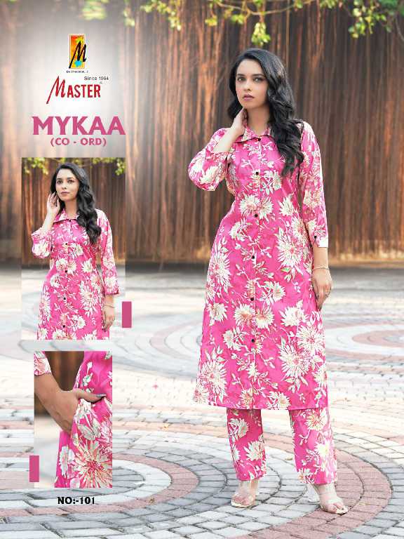 master mykaa chanderi roman print stylish look full stitch co-ord set