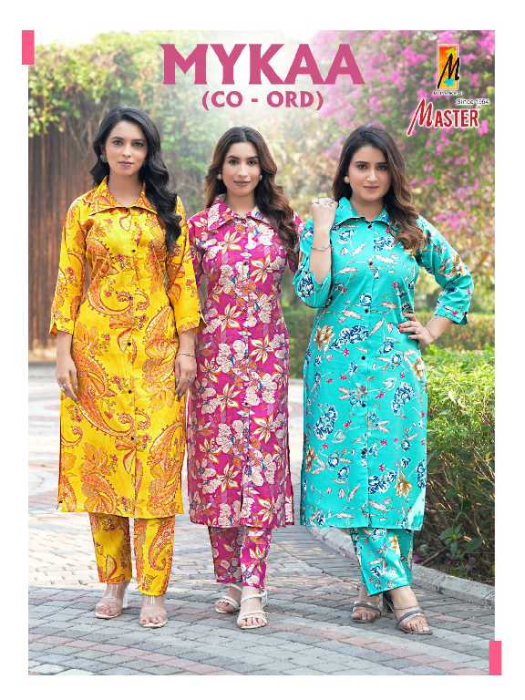 master mykaa chanderi roman print stylish look full stitch co-ord set