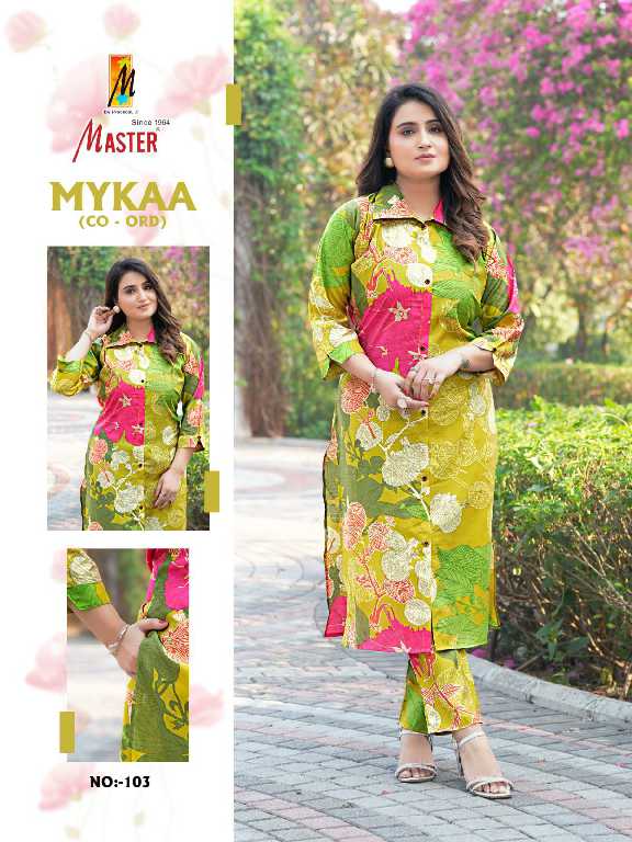 master mykaa chanderi roman print stylish look full stitch co-ord set