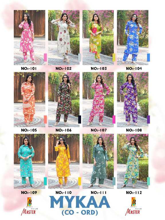 master mykaa chanderi roman print stylish look full stitch co-ord set