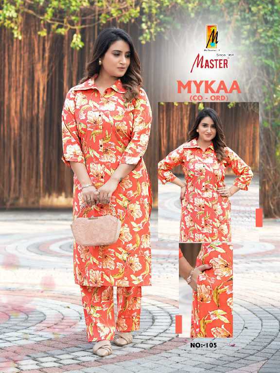 master mykaa chanderi roman print stylish look full stitch co-ord set
