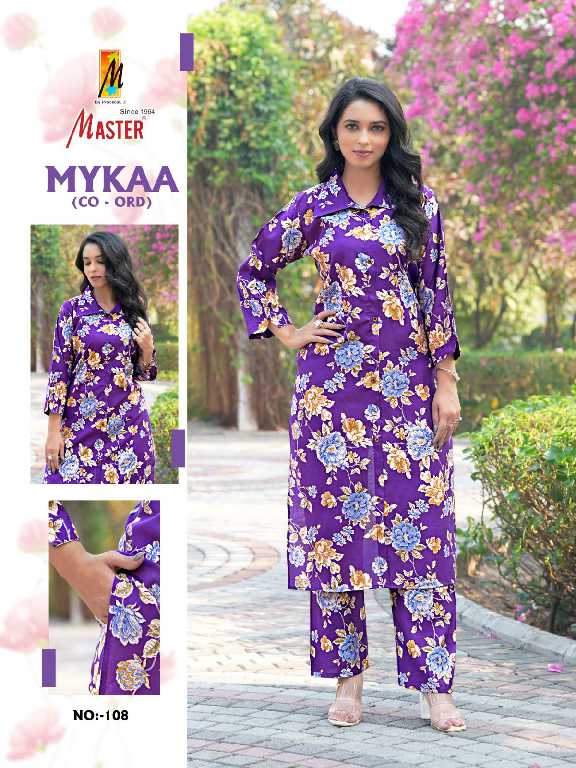 master mykaa chanderi roman print stylish look full stitch co-ord set