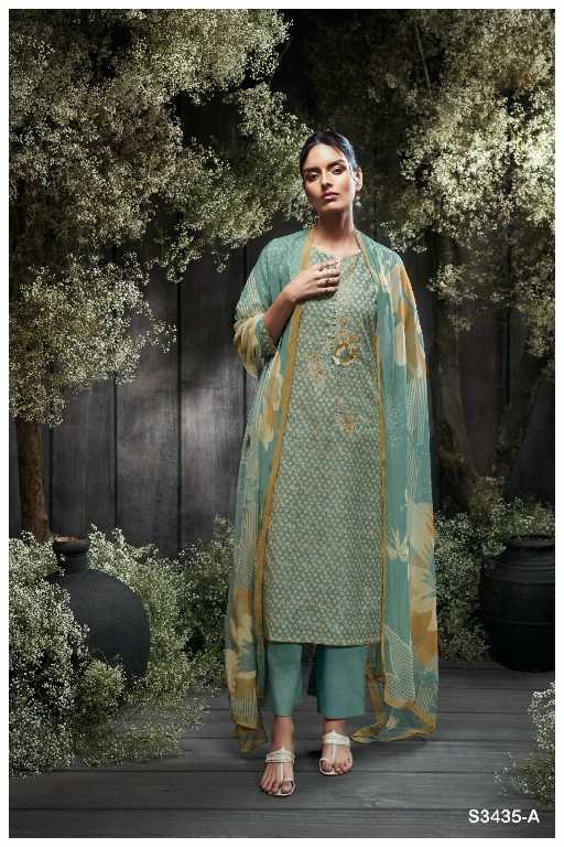 Ganga Leorah S3435 Wholesale Cotton With Embroidery Salwar Suits