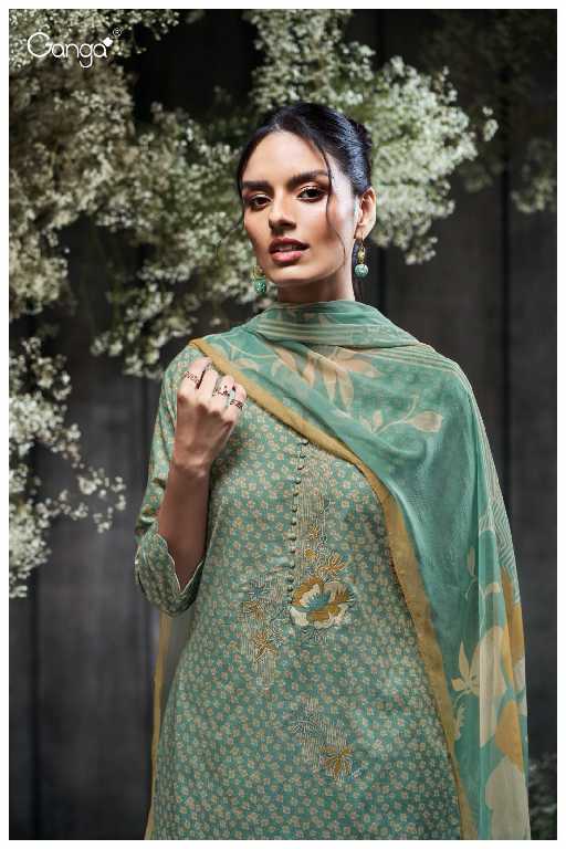 Ganga Leorah S3435 Wholesale Cotton With Embroidery Salwar Suits
