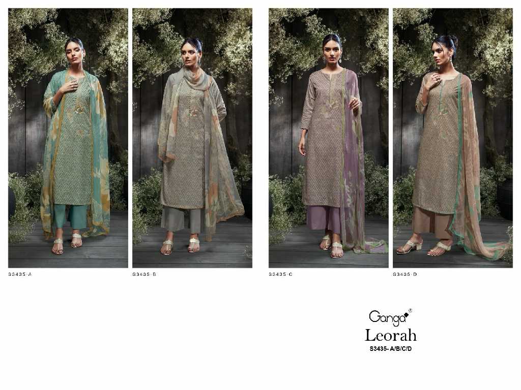 Ganga Leorah S3435 Wholesale Cotton With Embroidery Salwar Suits