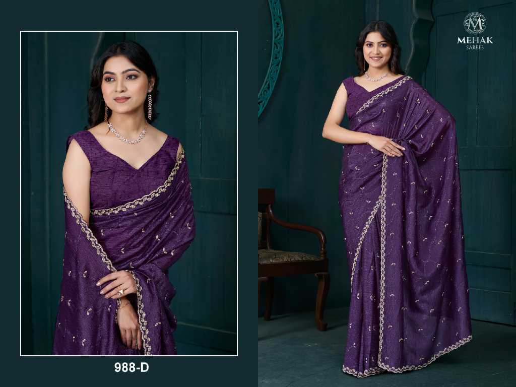 Mehak 988A To 988D Colour Wholesale Party Wear Ethnic Sarees