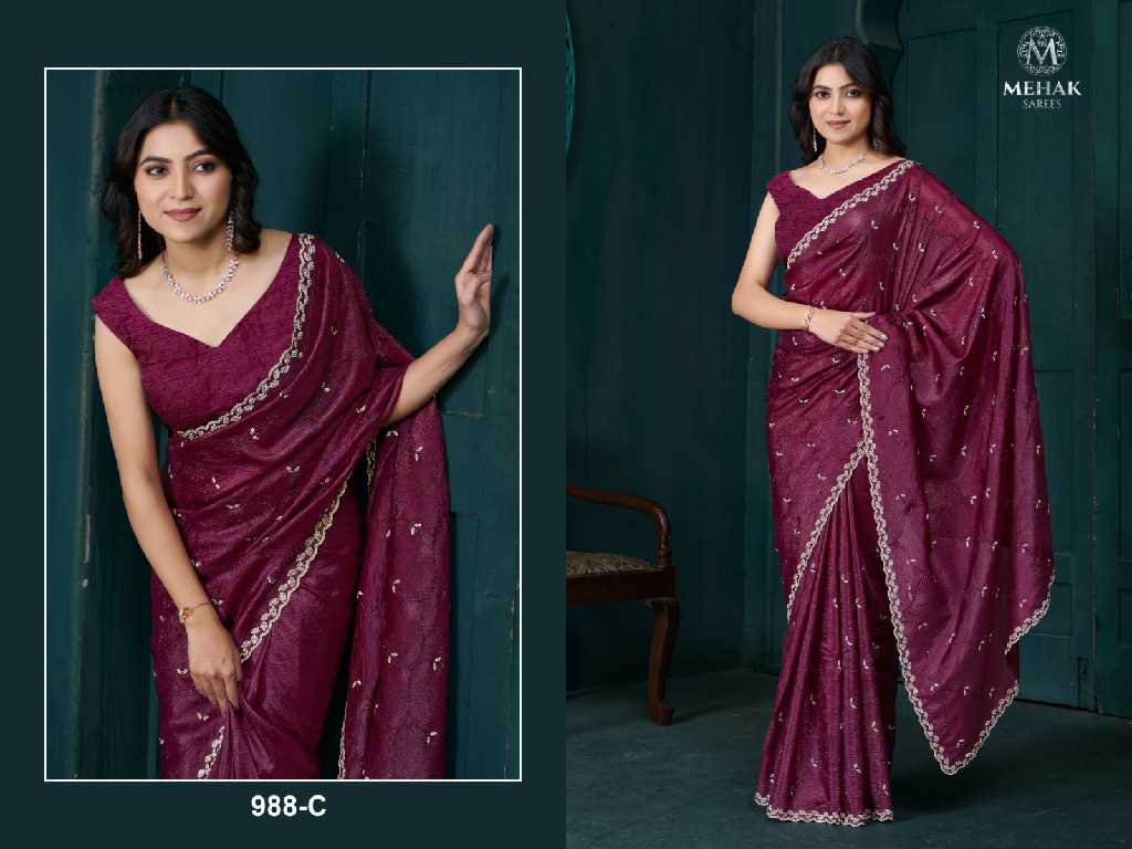 Mehak 988A To 988D Colour Wholesale Party Wear Ethnic Sarees