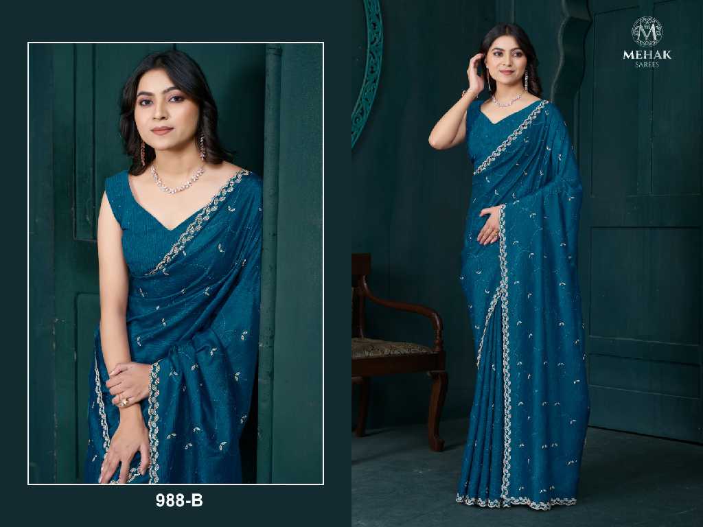 Mehak 988A To 988D Colour Wholesale Party Wear Ethnic Sarees