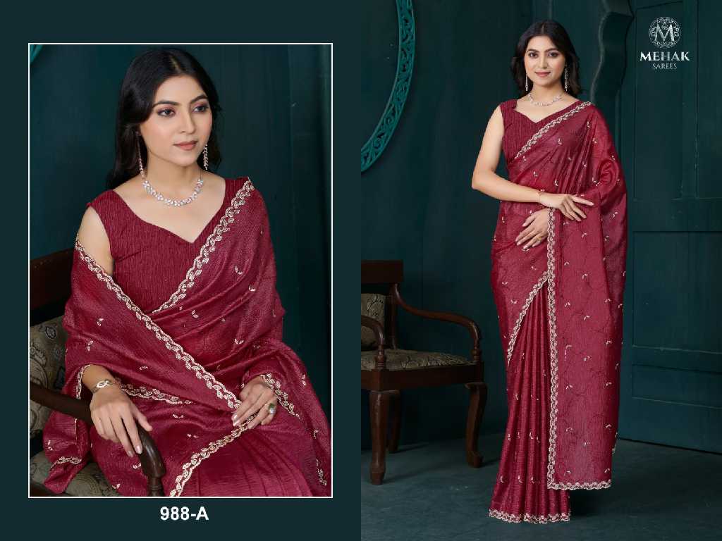 Mehak 988A To 988D Colour Wholesale Party Wear Ethnic Sarees