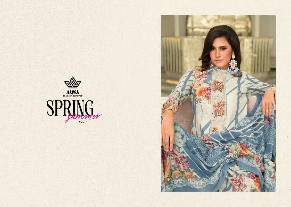 AQSA Spring Summer Vol-1 Wholesale Cambric Cotton Dress Material