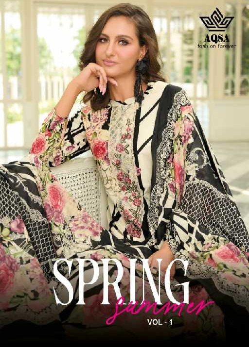 AQSA Spring Summer Vol-1 Wholesale Cambric Cotton Dress Material