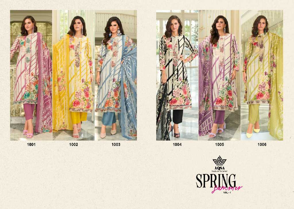 AQSA Spring Summer Vol-1 Wholesale Cambric Cotton Dress Material