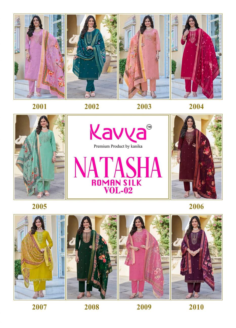 kavya presents natasha vol 2 roman silk readymade classic 3pcs dress