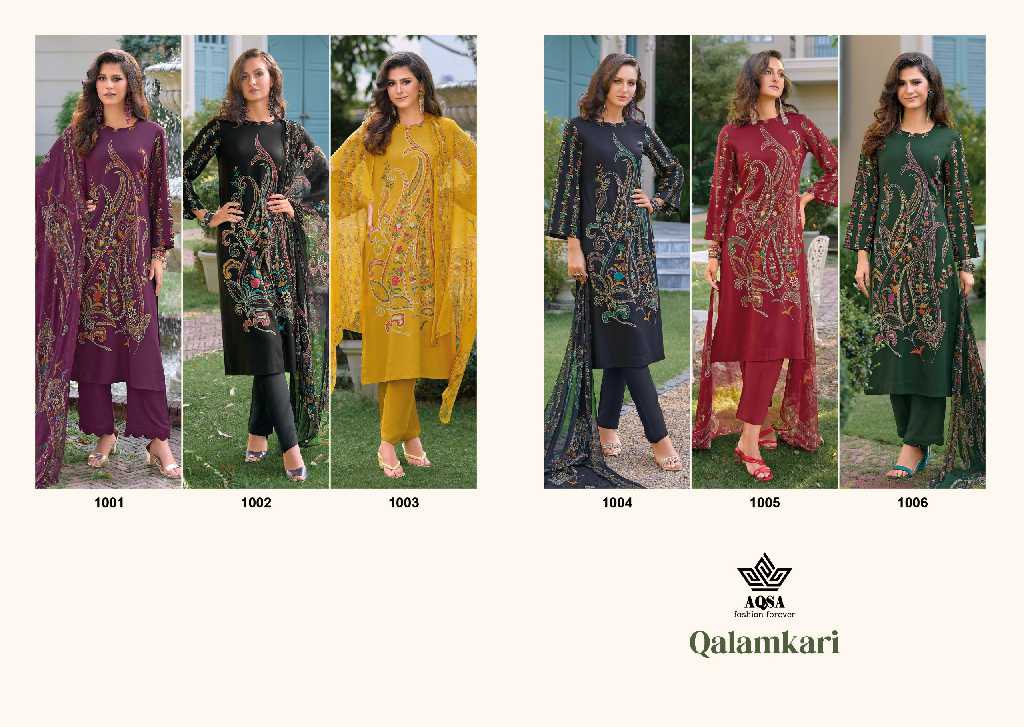 aqsa fashion qalamkari popular design viscose rayon dress material