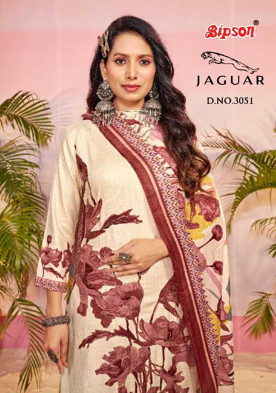 Bipson Jaguar D.no 3051 Wholesale Roman Silk With Ethnic Handwork Dress Material