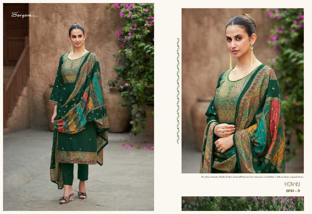 Sargam Henny Wholesale Pure Jam Digital With Hand Work Dress Material