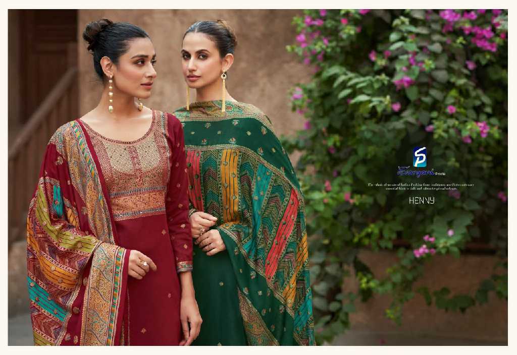 Sargam Henny Wholesale Pure Jam Digital With Hand Work Dress Material
