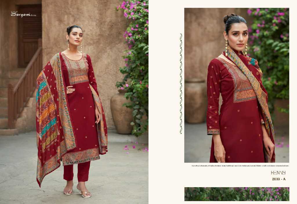 Sargam Henny Wholesale Pure Jam Digital With Hand Work Dress Material