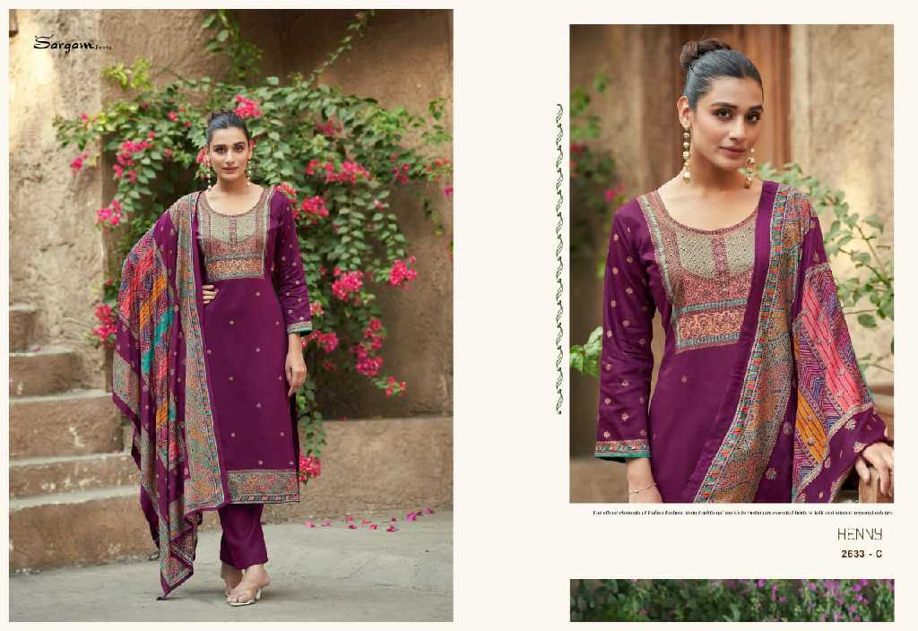 Sargam Henny Wholesale Pure Jam Digital With Hand Work Dress Material