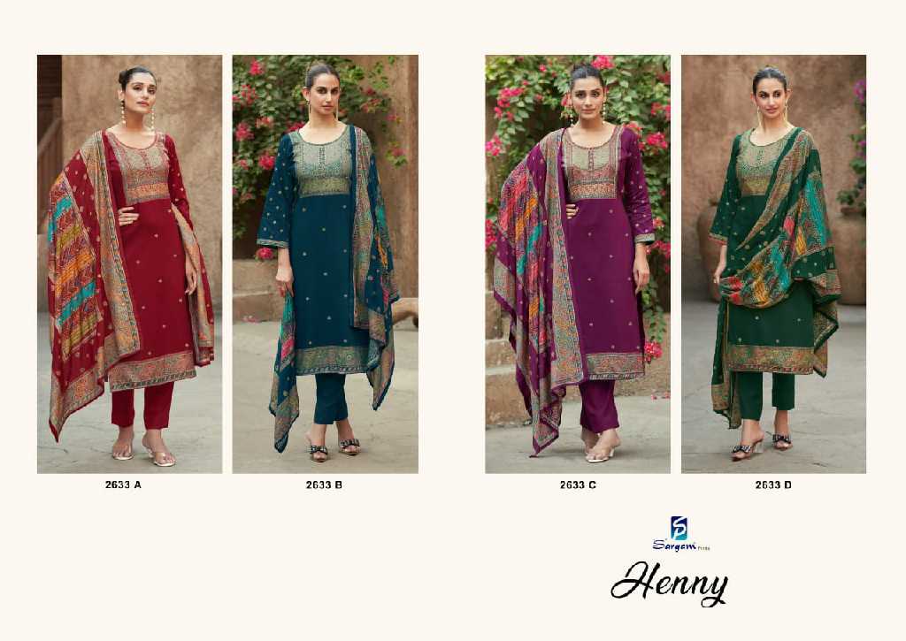 Sargam Henny Wholesale Pure Jam Digital With Hand Work Dress Material