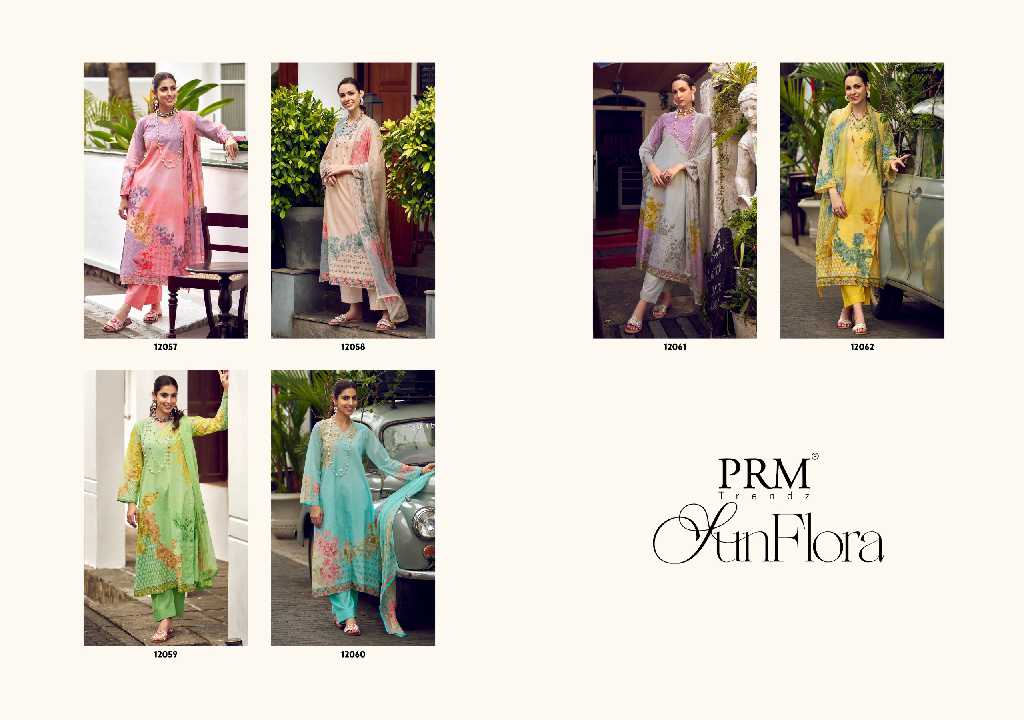 PRM Funflora Wholesale Pure Lawn Cotton With Fancy Work Salwar Suits