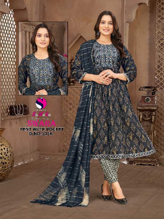 Samara Swara Vol-2 Wholesale Reyon Capsule Print Kurti With Pant And Dupatta