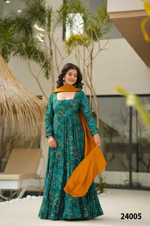 Lucaya Vol-24 Wholesale Heavy Reyon Gown With Dupatta Catalog