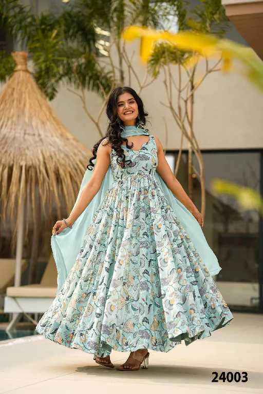 Lucaya Vol-24 Wholesale Heavy Reyon Gown With Dupatta Catalog