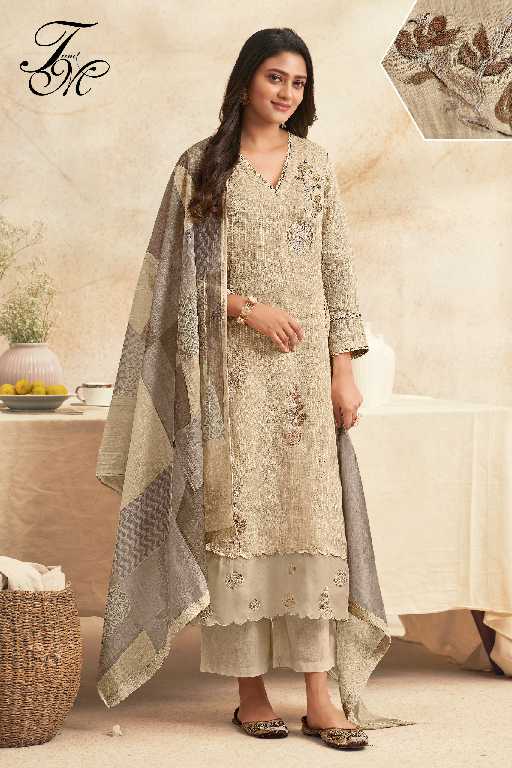 T And M Nirjhari Wholesale Pure Fancy Linen With Embroidery Work Salwar Suits