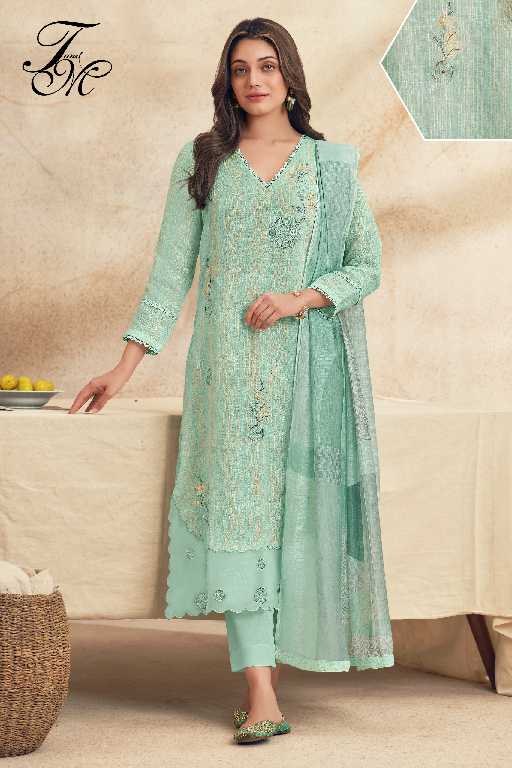 T And M Nirjhari Wholesale Pure Fancy Linen With Embroidery Work Salwar Suits