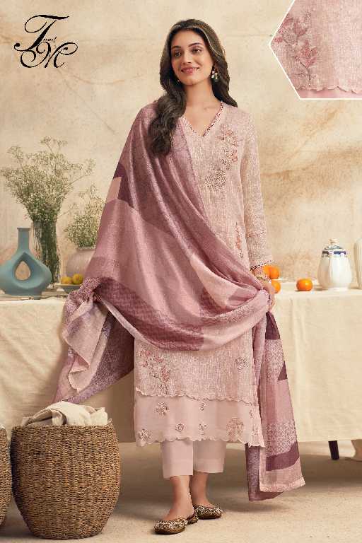 T And M Nirjhari Wholesale Pure Fancy Linen With Embroidery Work Salwar Suits