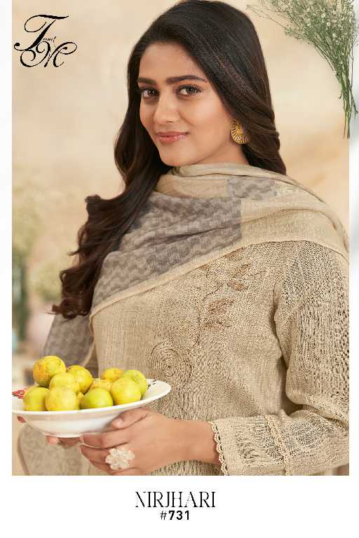 T And M Nirjhari Wholesale Pure Fancy Linen With Embroidery Work Salwar Suits
