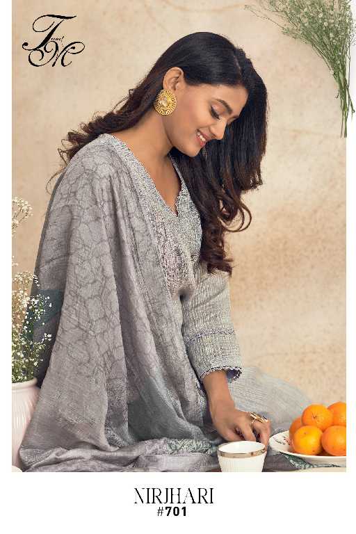 T And M Nirjhari Wholesale Pure Fancy Linen With Embroidery Work Salwar Suits