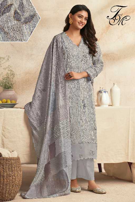 T And M Nirjhari Wholesale Pure Fancy Linen With Embroidery Work Salwar Suits