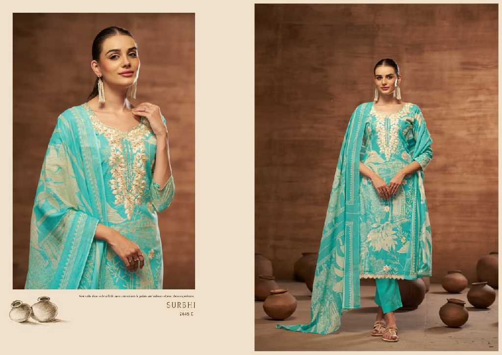 Sargam Surbhi Wholesale Pure Cambric With Exclusive Work Dress Material